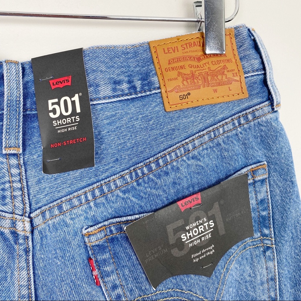 LEVI’S 501 High Rise Embroidered Denim Shorts New - Picture 4 of 9